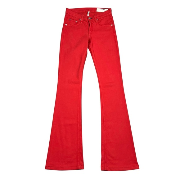 Rag & Bone Jeans Womens 24x32 Red Elephant Bell Flare High Rise Stretch Denim - Picture 1 of 8